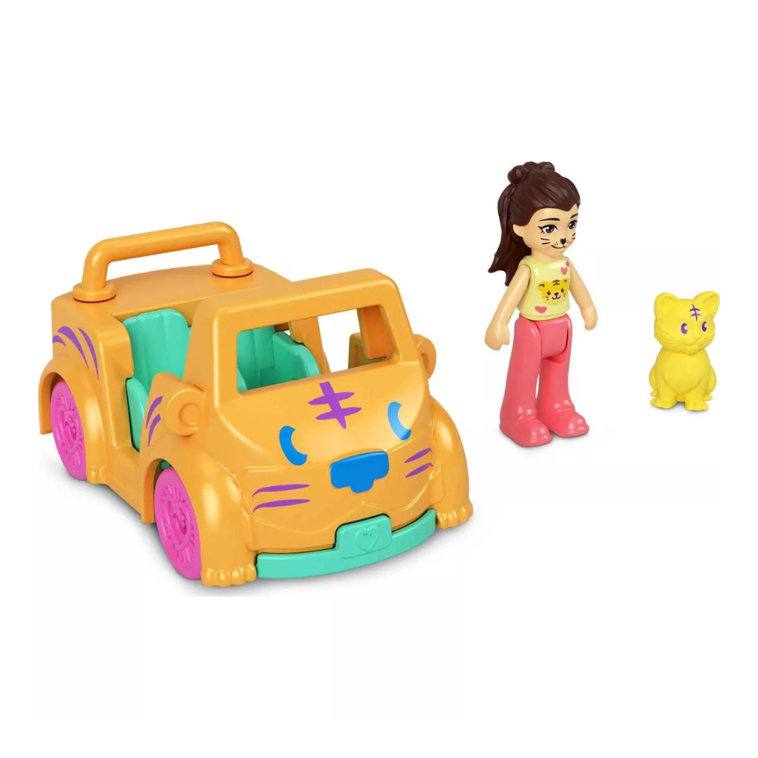 Pollyville Micro Doll with Car & Pet Playset