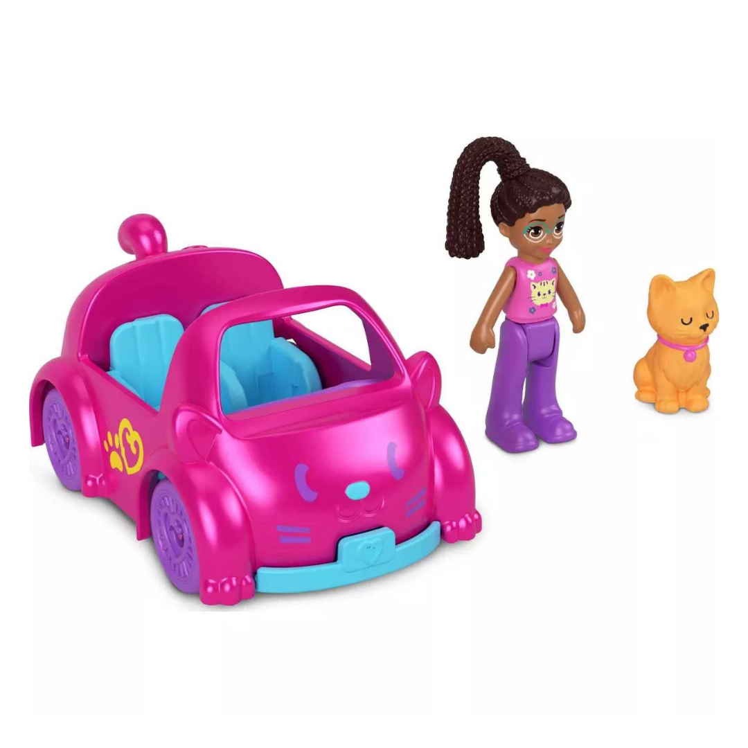 Pollyville Micro Doll with Car & Pet Playset