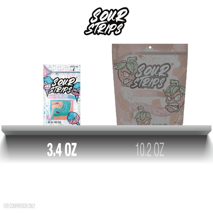 Sour Strips Cotton Candy Flavored Chewy Candy 3.4oz Bag
