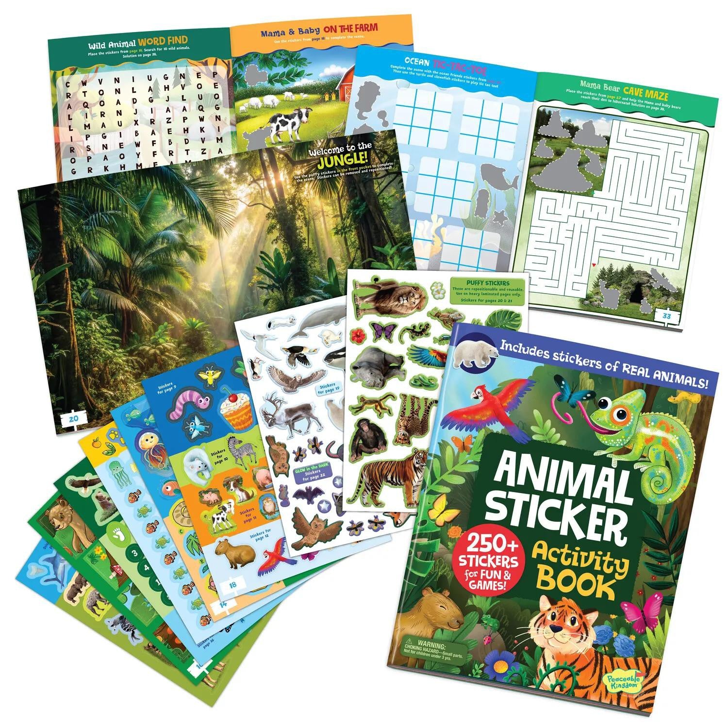 MindWare Peaceable Kingdom Animals Sticker Activity Book 200+ Colorful Stickers