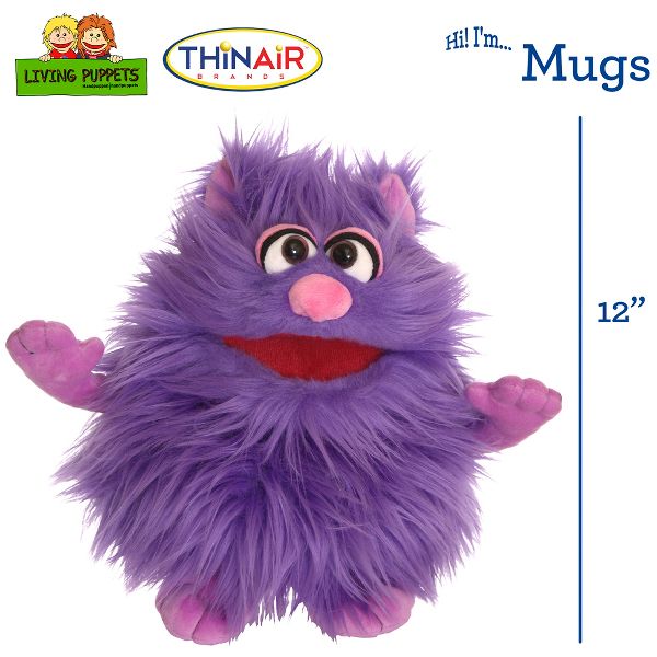 Living Puppets: Mugs The Purple Friendly Monster - 12" Plush Hand Puppet