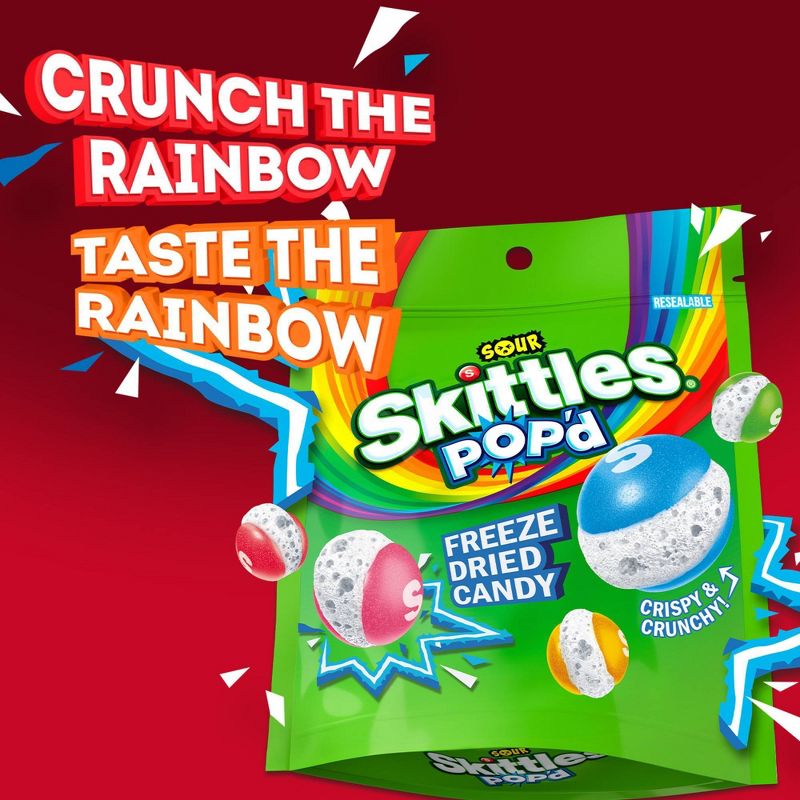 Skittles POP'd Sour Freeze Dried Candy Bag 5.5oz