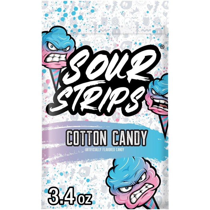 Sour Strips Cotton Candy Flavored Chewy Candy 3.4oz Bag