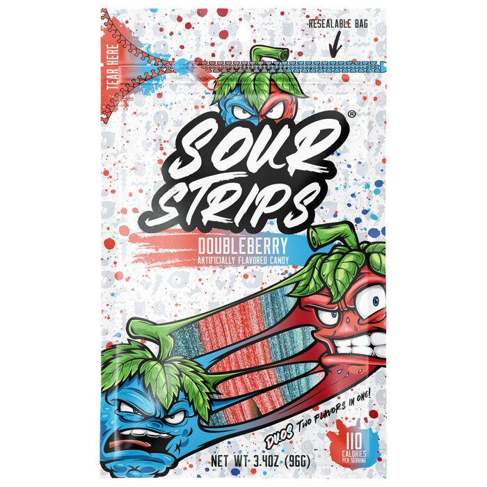 Sour Strips Duos Doubleberry Flavored Chewy Candy 3.4oz