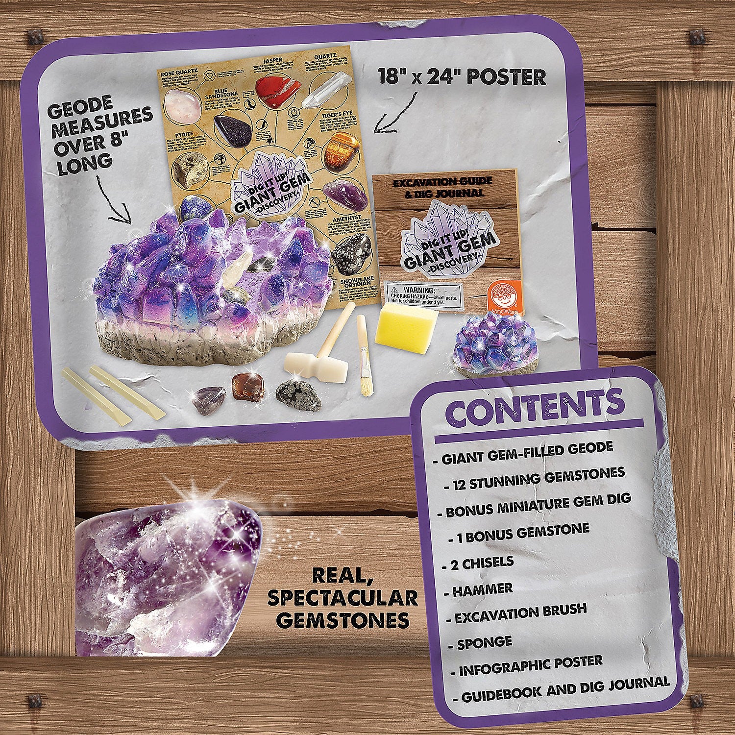 MindWare Dig It Up! Giant Gem Discovery Science Kit 16 Pieces