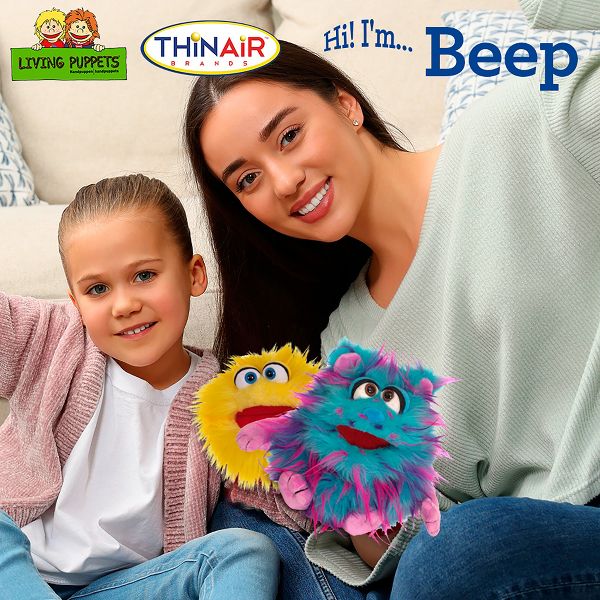 Living Puppets: Beep The Blue Friendly Monster - 9" Plush Hand Puppet