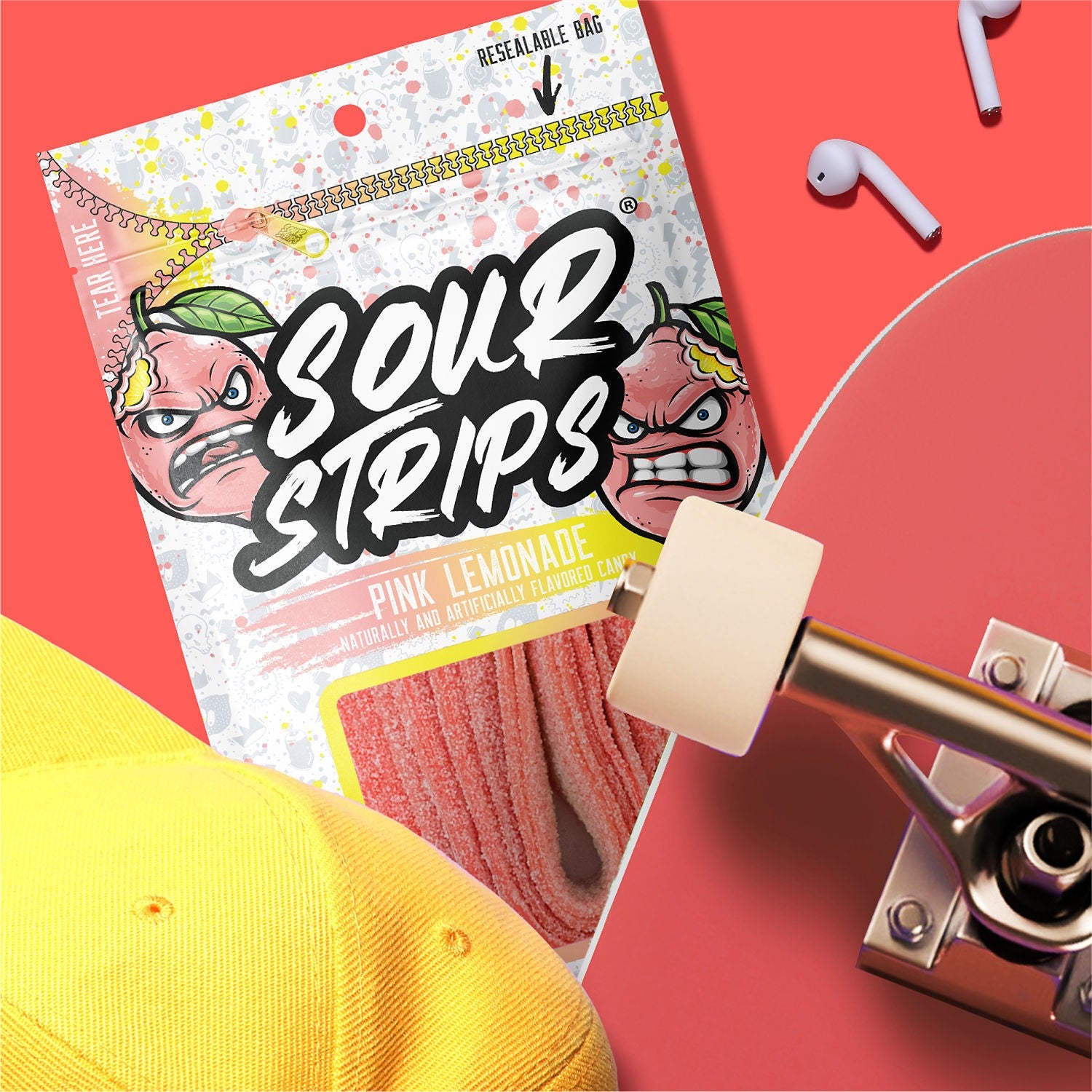 Sour Strips Pink Lemonade Chewy Candy 3.4oz