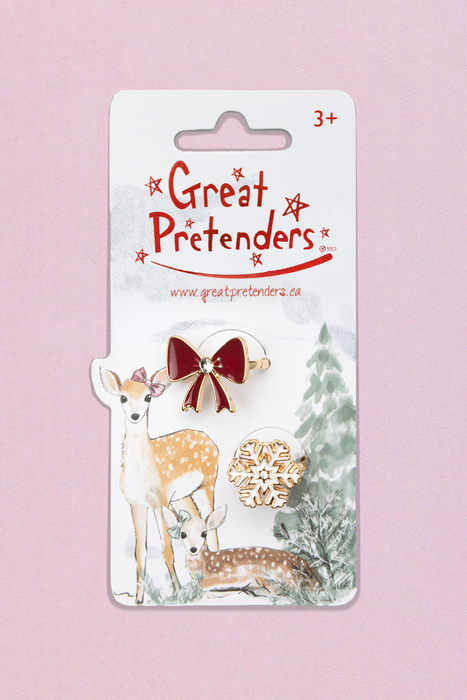 Holiday Bow & Snowflake Rings