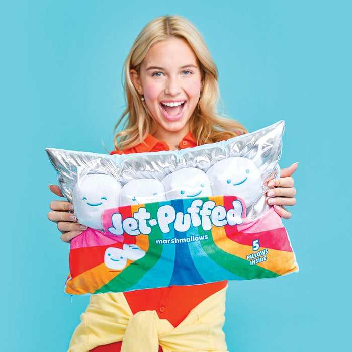 Jet-Puffed Marshmallows Decorative Packaging Plush Pillow with Removable Marshmallows