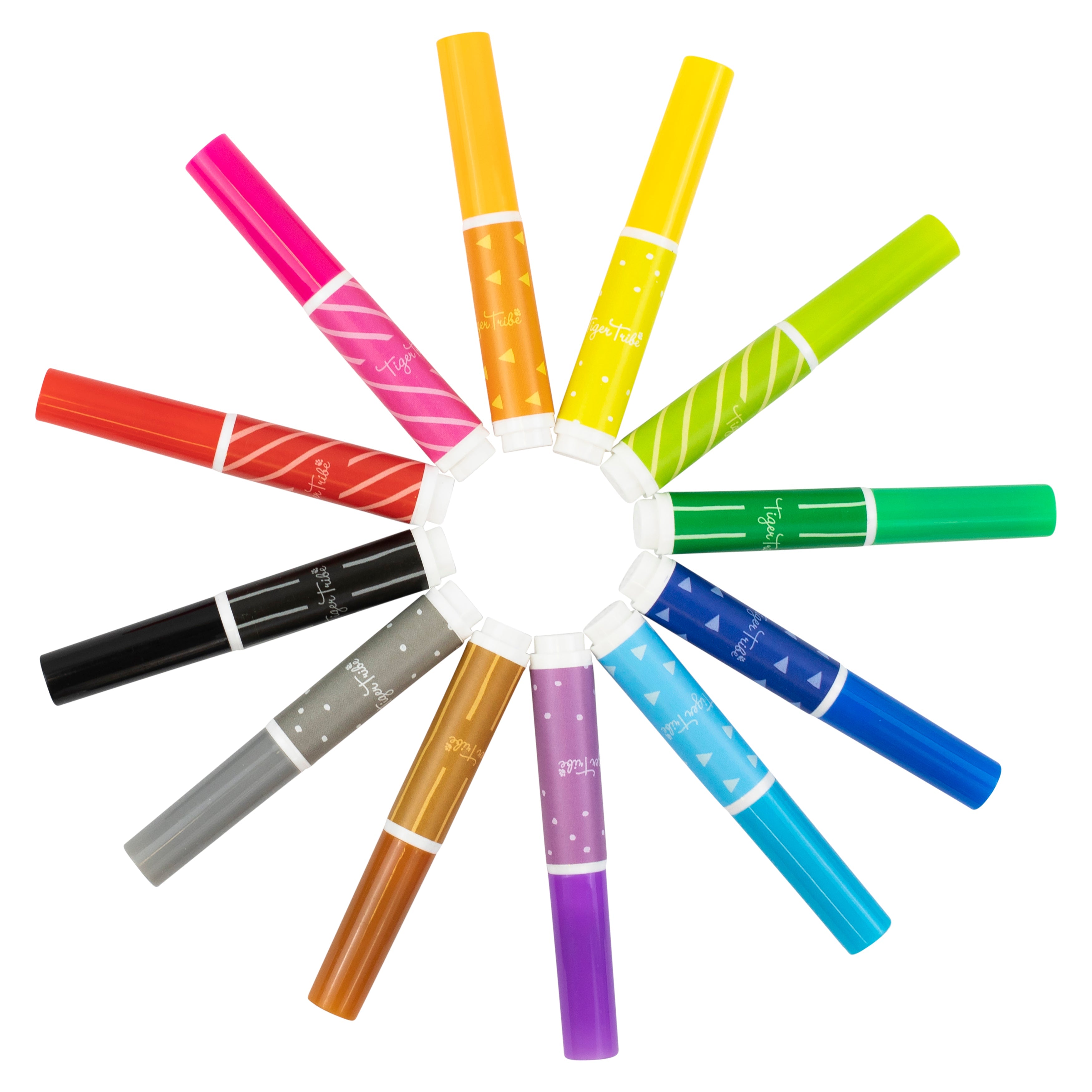 Tiger Tribe Junior Markers 12-Pack Non-Toxic Washable Art Supplies