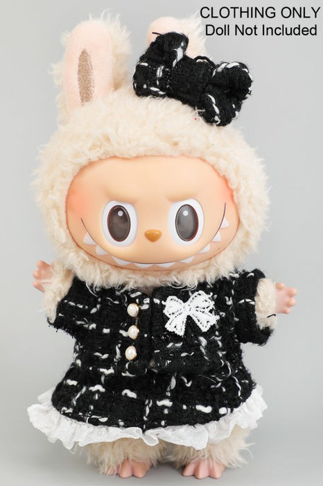 Labubu Black Tweed Jacket and Skirt Outfit