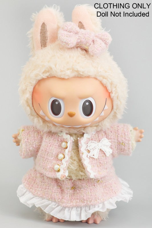 Labubu Pink Tweed Jacket and Skirt Outfit