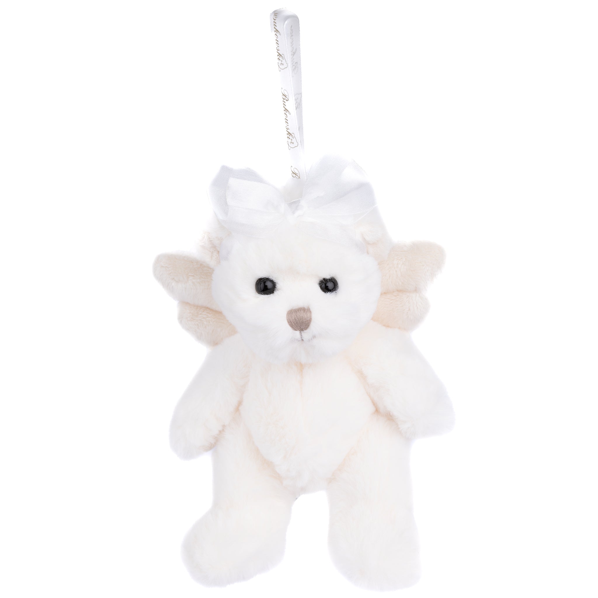Kaitlyn Angel Bear Plush: Soft Cream Fur, Heavenly Wings, Bow