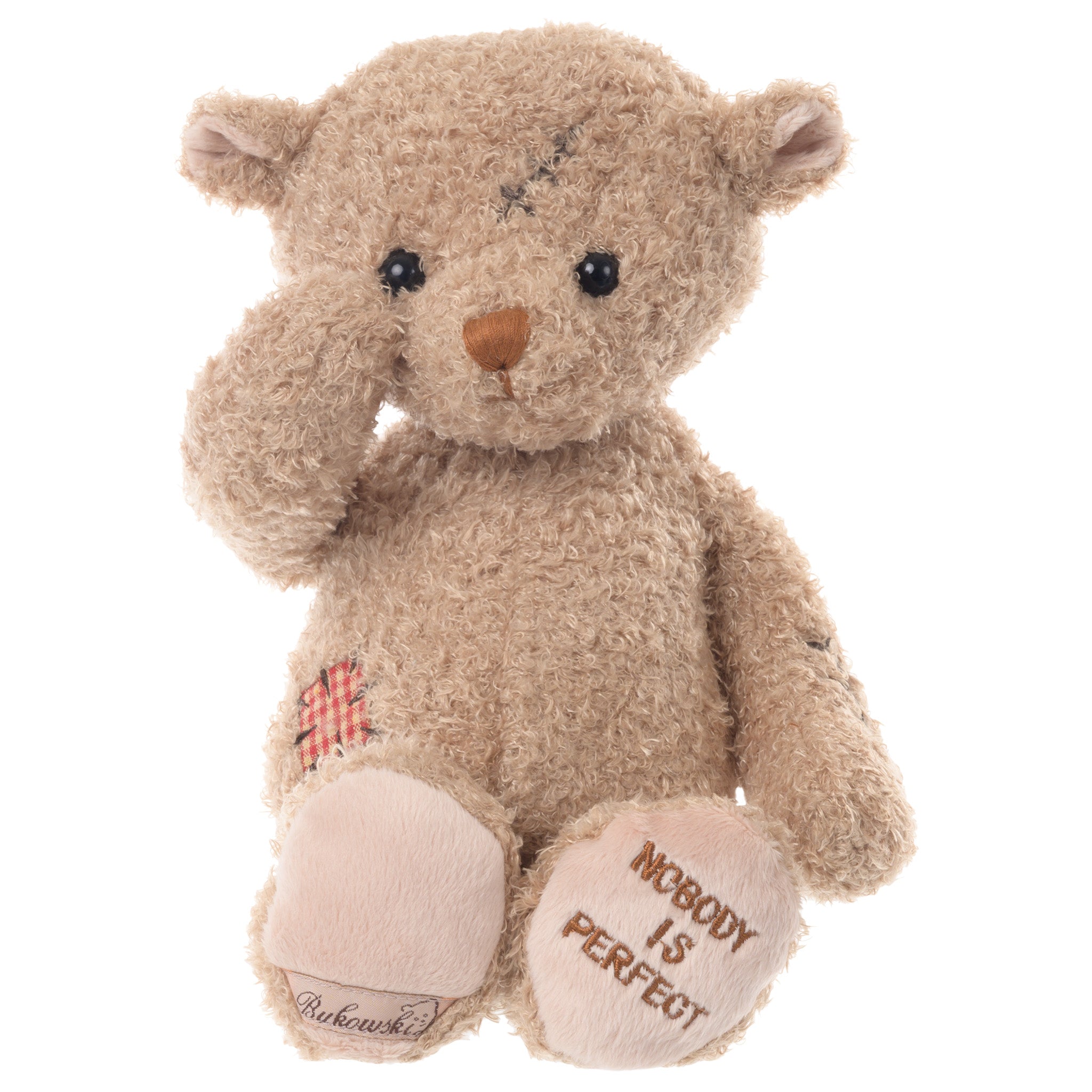 Bukowski Bears Nobody is Perfect 11-inch Plush Teddy Bear with Scars - Unique Comfort Friend