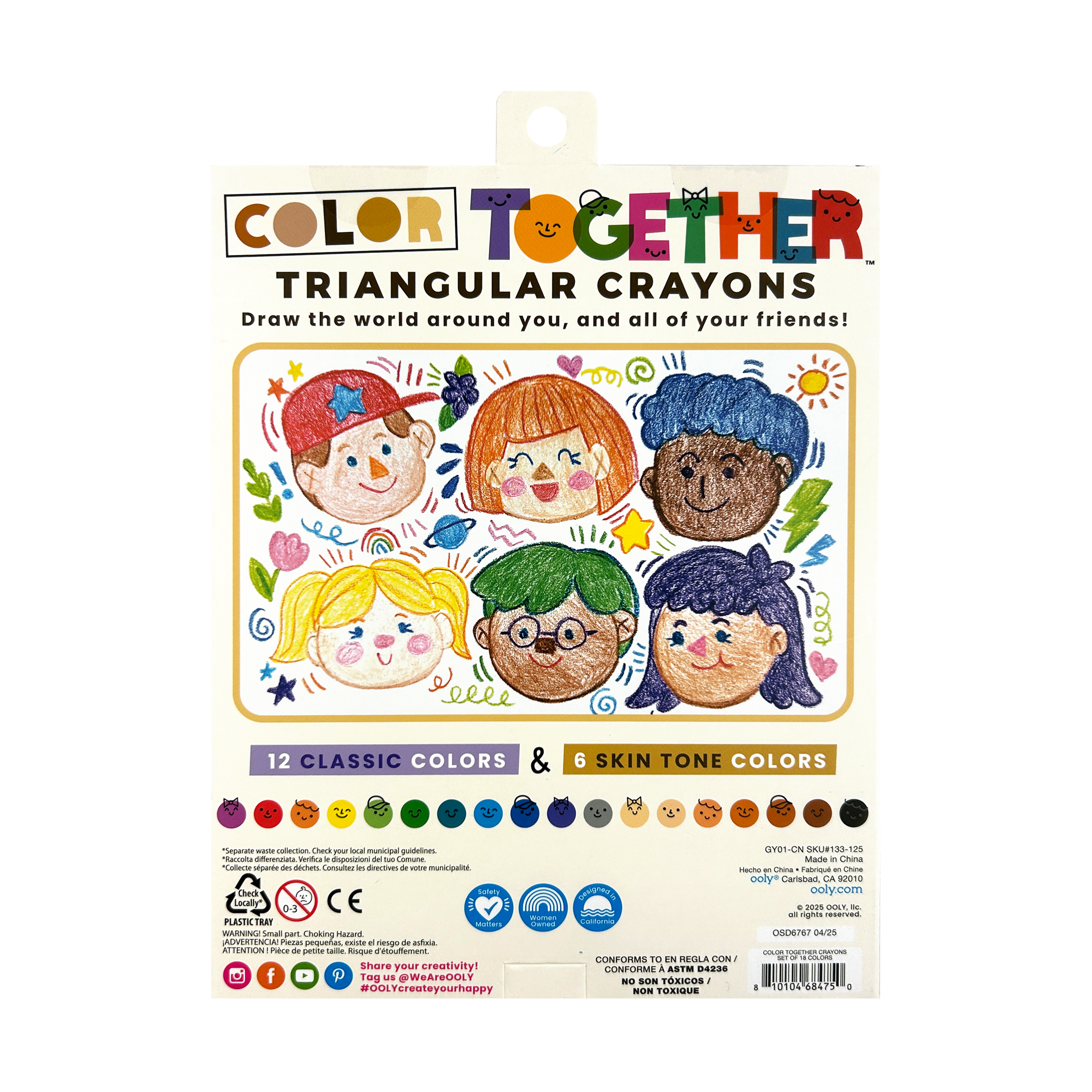 OOLY Color Together Triangular Crayons 18 Pack Skin Tone