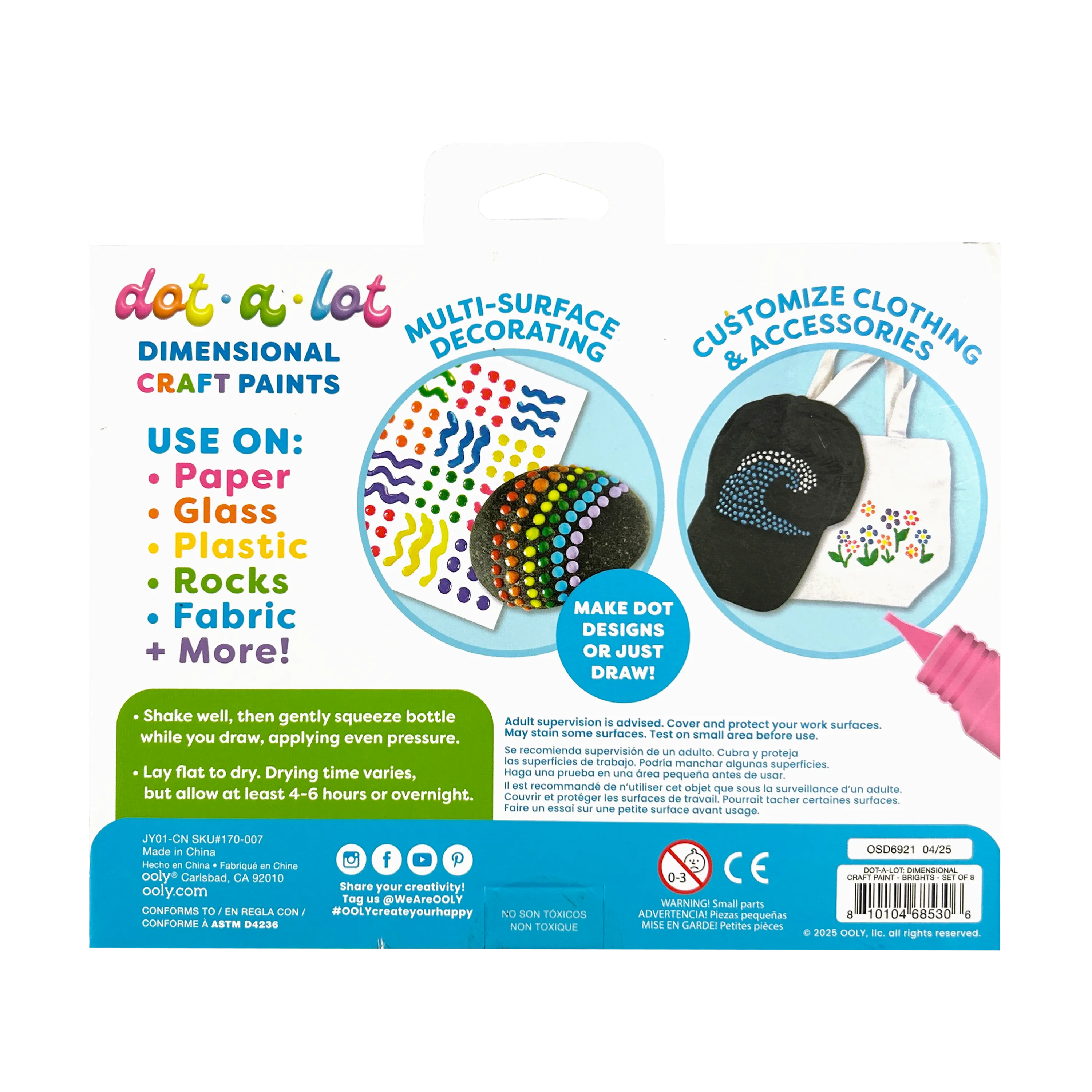OOLY Dot-a-Lot 3D Dimensional Craft Paint Set 8ct