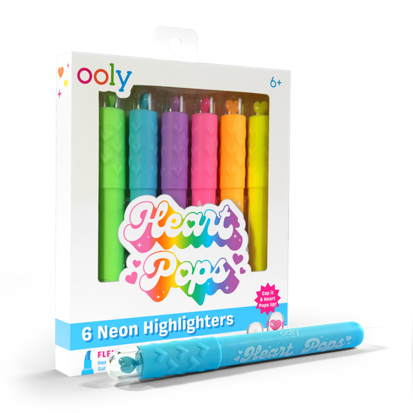 Ooly Heart Pops Neon Highlighters Set of Six Vibrant Colorful Pens