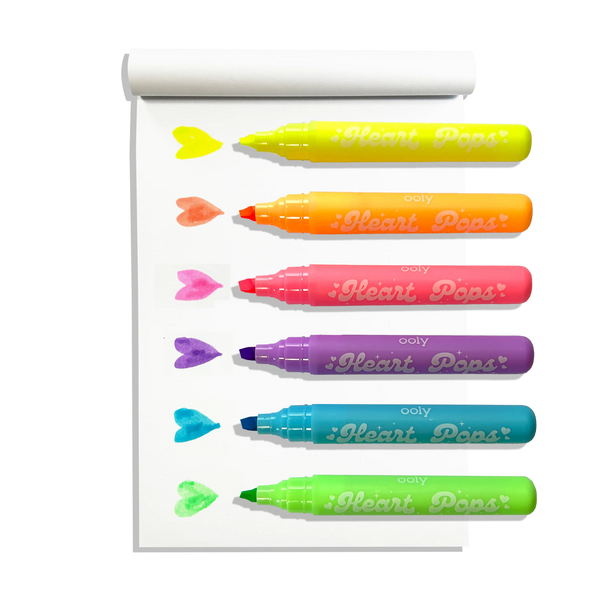 Ooly Heart Pops Neon Highlighters Set of Six Vibrant Colorful Pens