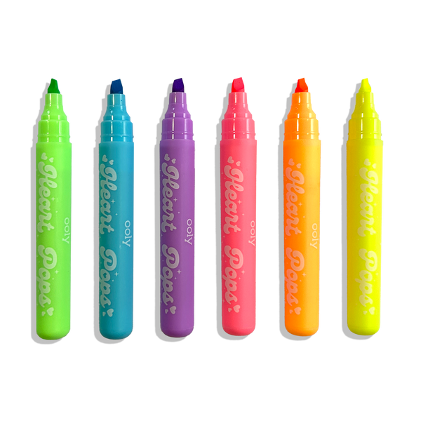 Ooly Heart Pops Neon Highlighters Set of Six Vibrant Colorful Pens