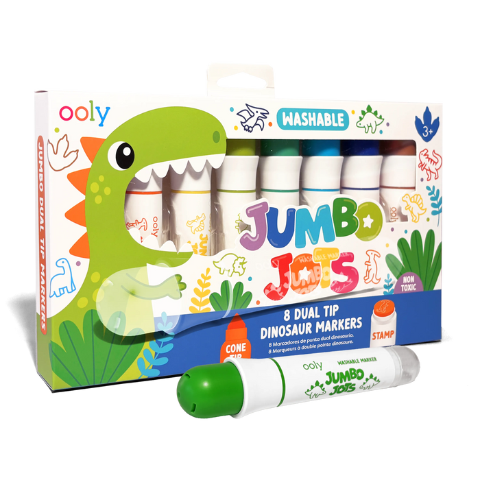 OOLY Jumbo Jots Dinosaur Dual Tip Stamp Markers 8-Piece Set