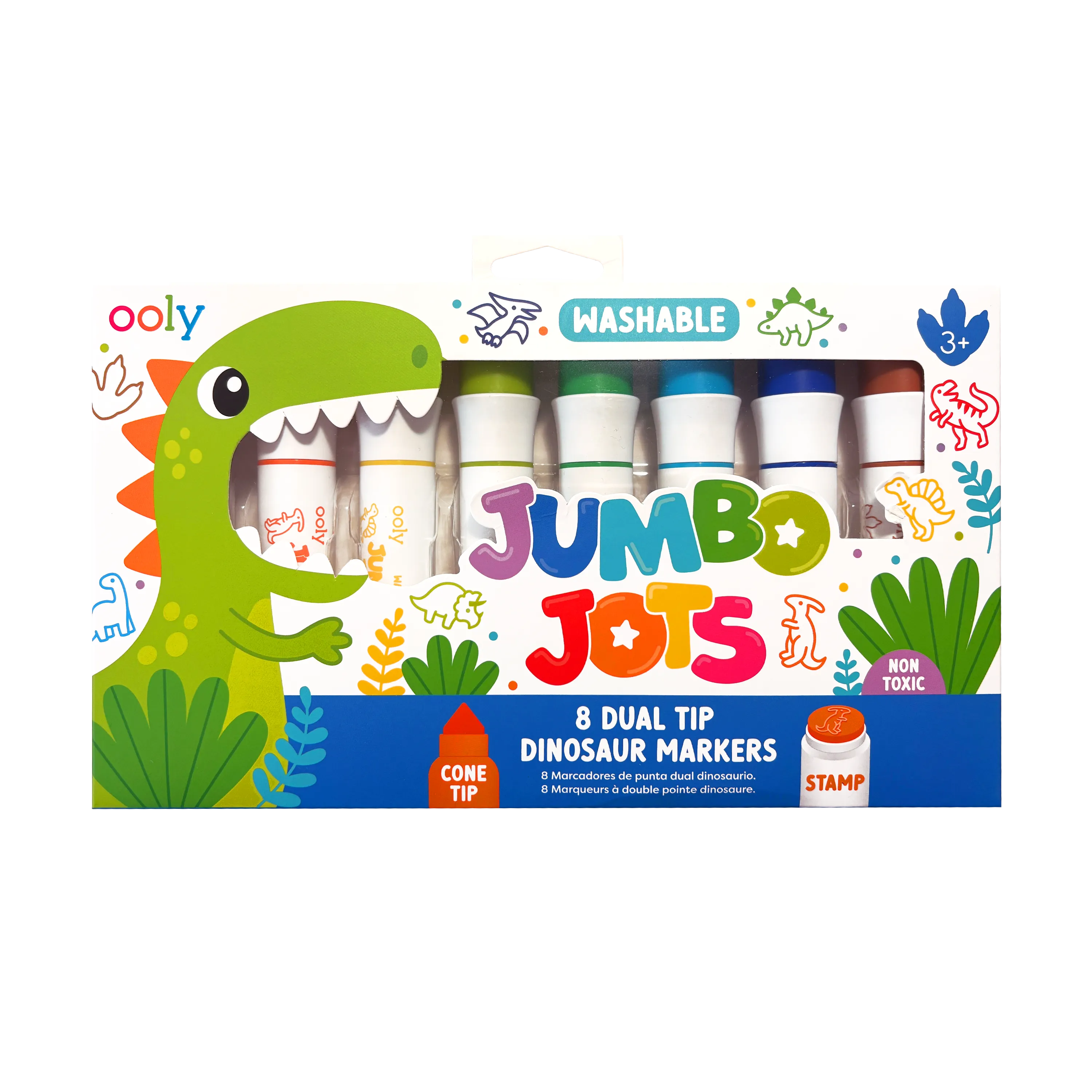 OOLY Jumbo Jots Dinosaur Dual Tip Stamp Markers 8-Piece Set