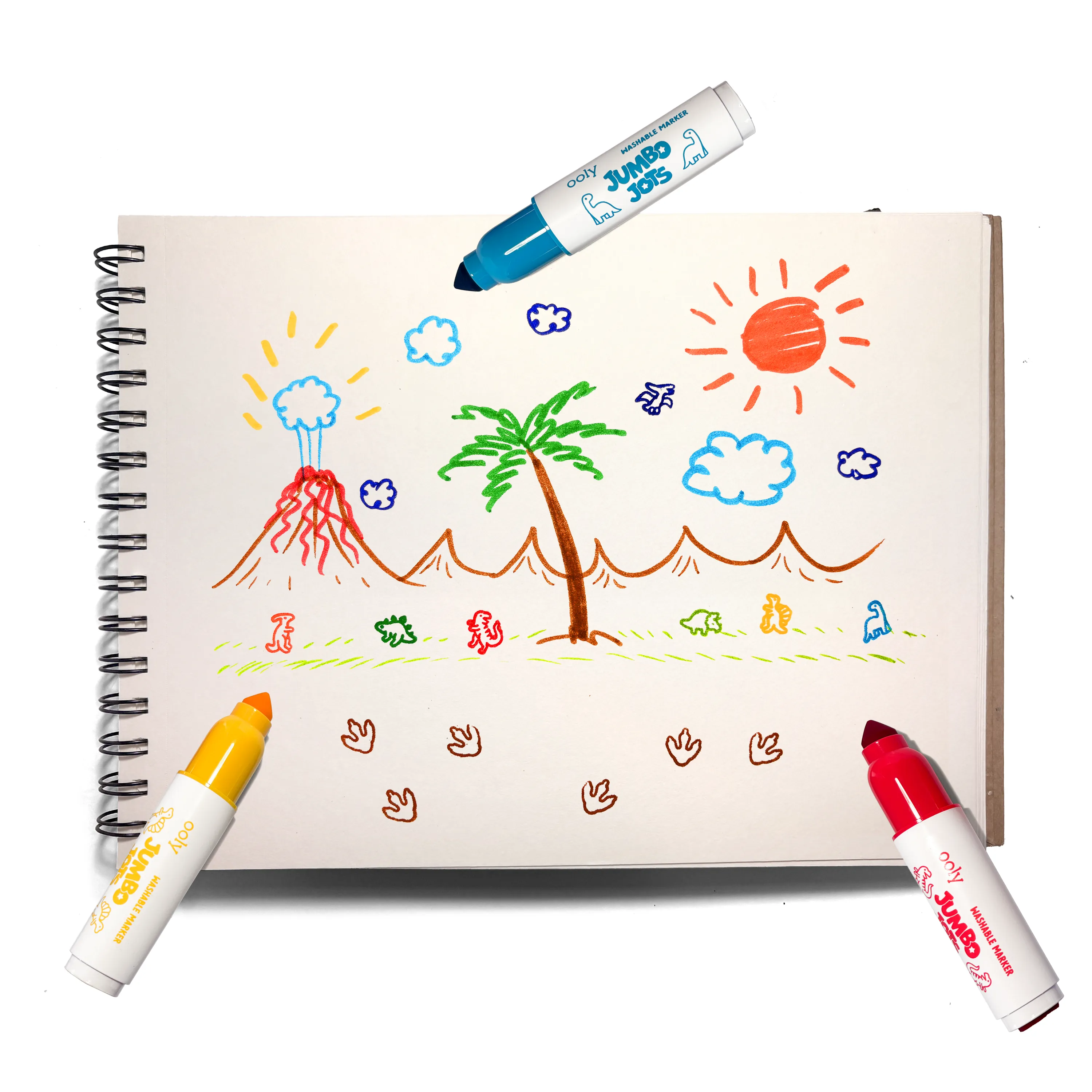 OOLY Jumbo Jots Dinosaur Dual Tip Stamp Markers 8-Piece Set