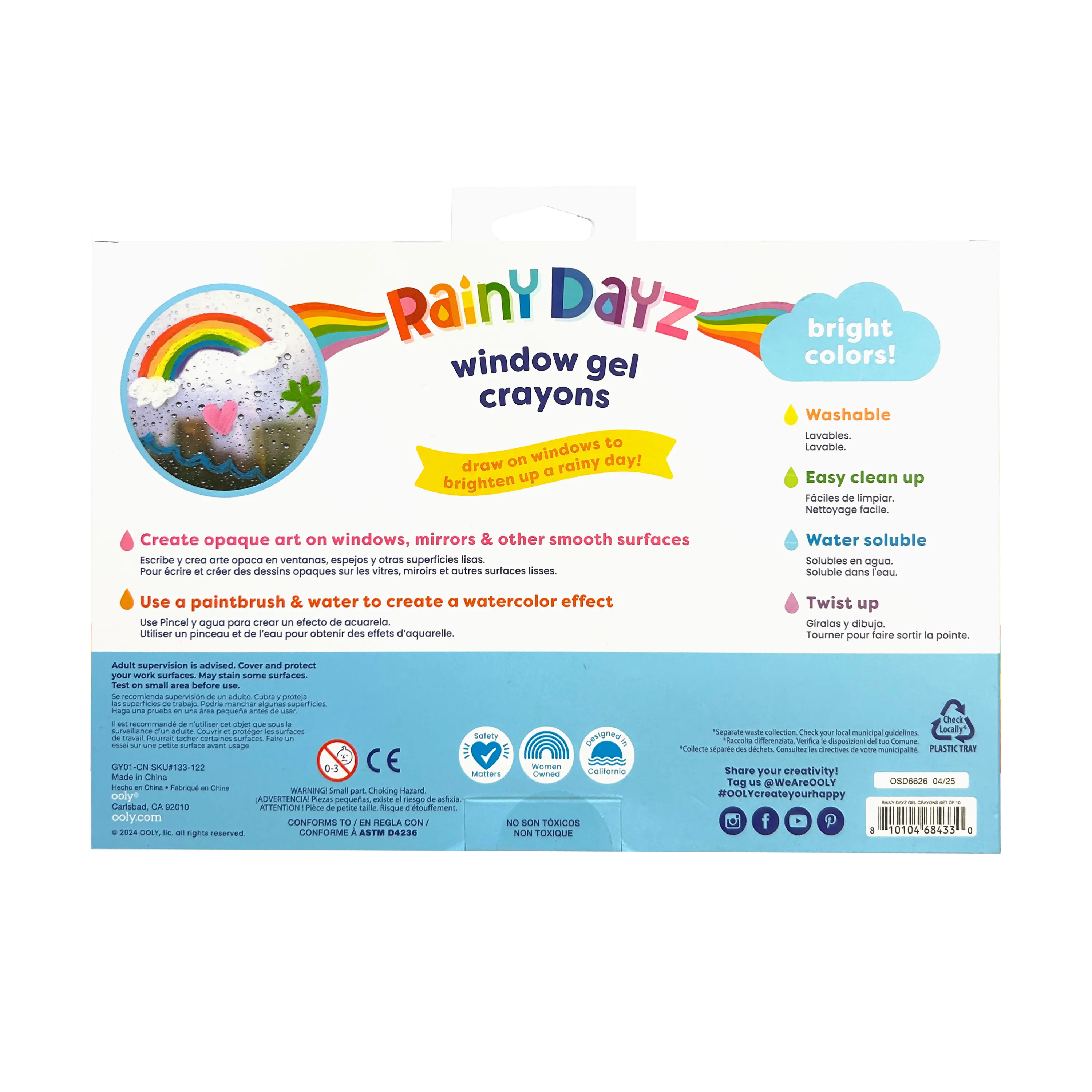 OOLY Rainy Dayz Window Gel Crayons Set of 10