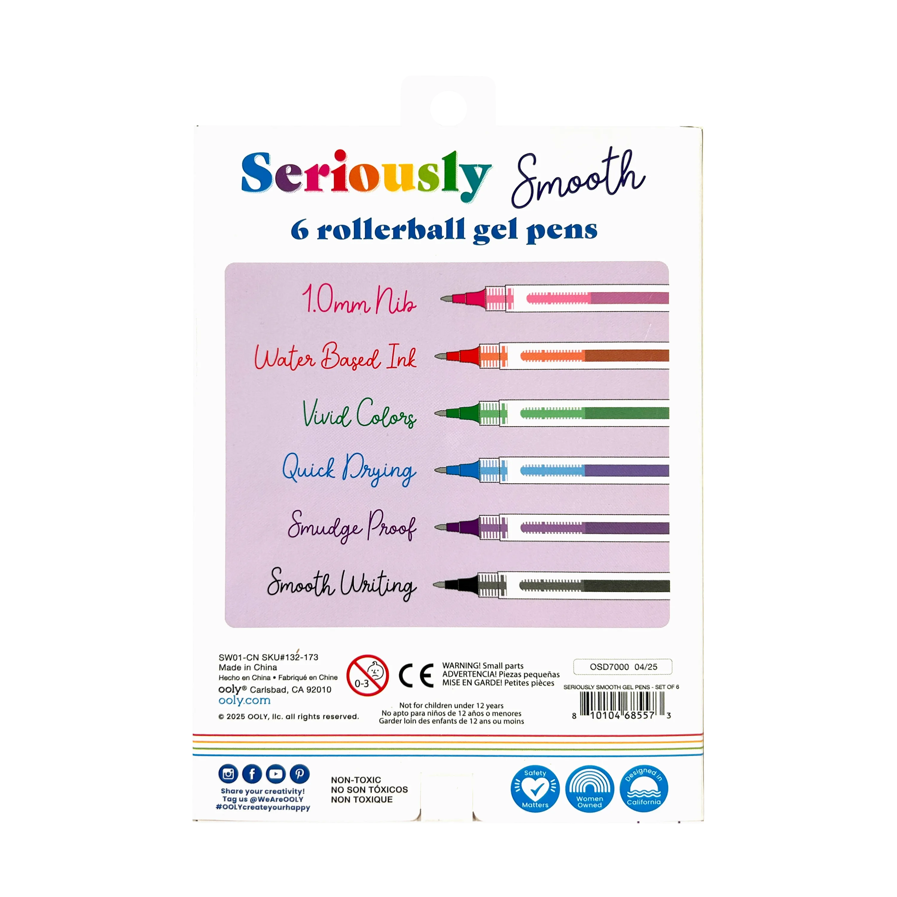 OOLY Seriously Smooth Rollerball Gel Pens 6-Piece Set