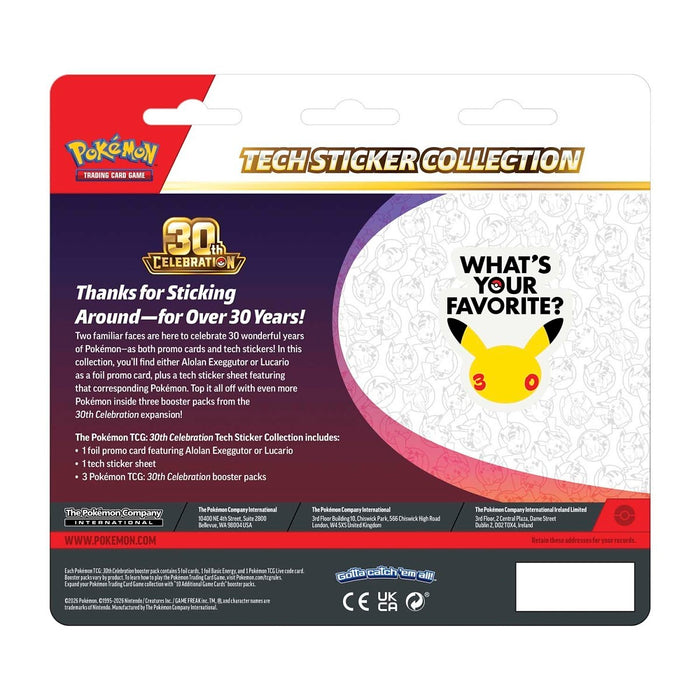 Pokémon Center Pokémon TCG: 30th Celebration Tech Sticker Collection Lucario