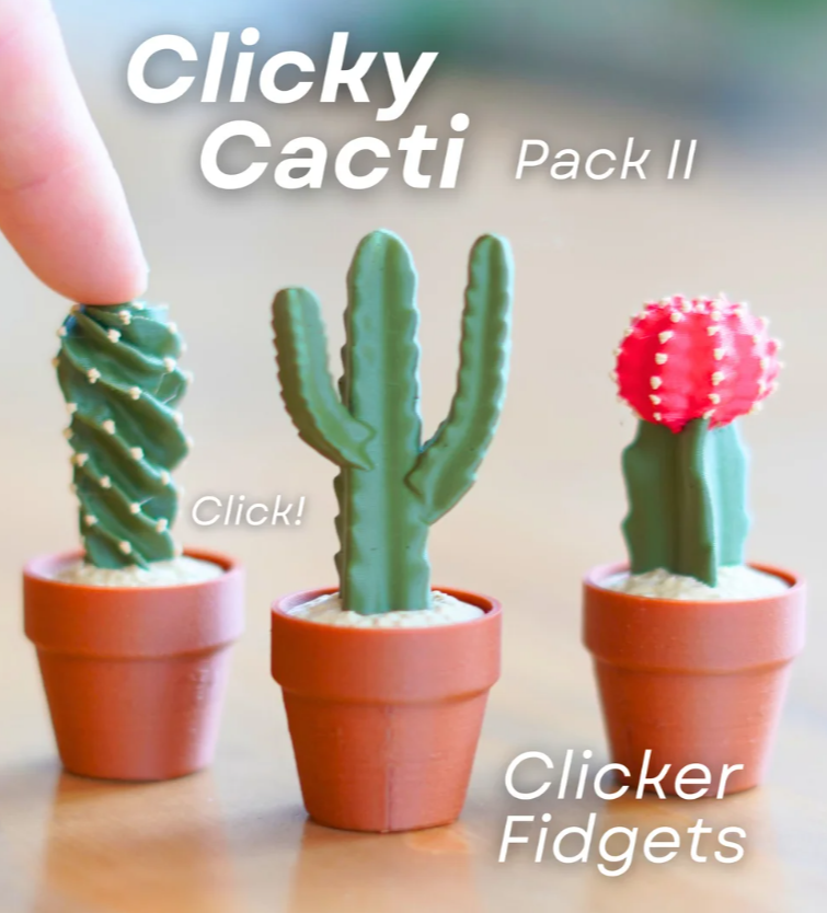 3D Cactus Pot Clicker Assorted