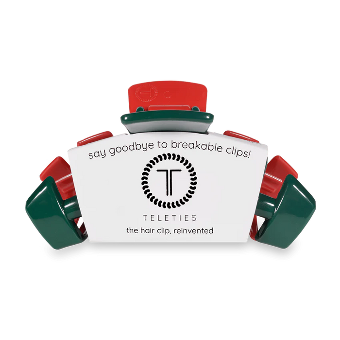 Teleties Classic Medium Claw Clip Red and Green Holiday Collection