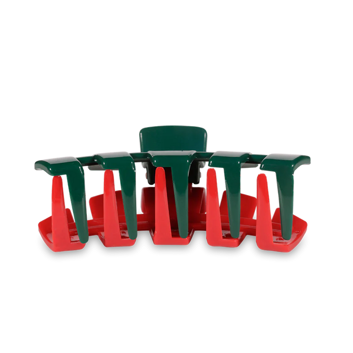 Teleties Classic Medium Claw Clip Red and Green Holiday Collection