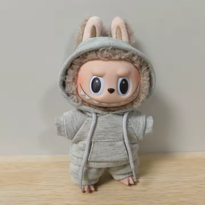 Labubu Two Piece Grey Hoodie Clothing Set