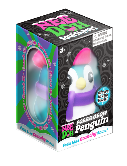 NeeDoh Polar Glow Penguin Sensory Squish Glow-in-the-Dark
