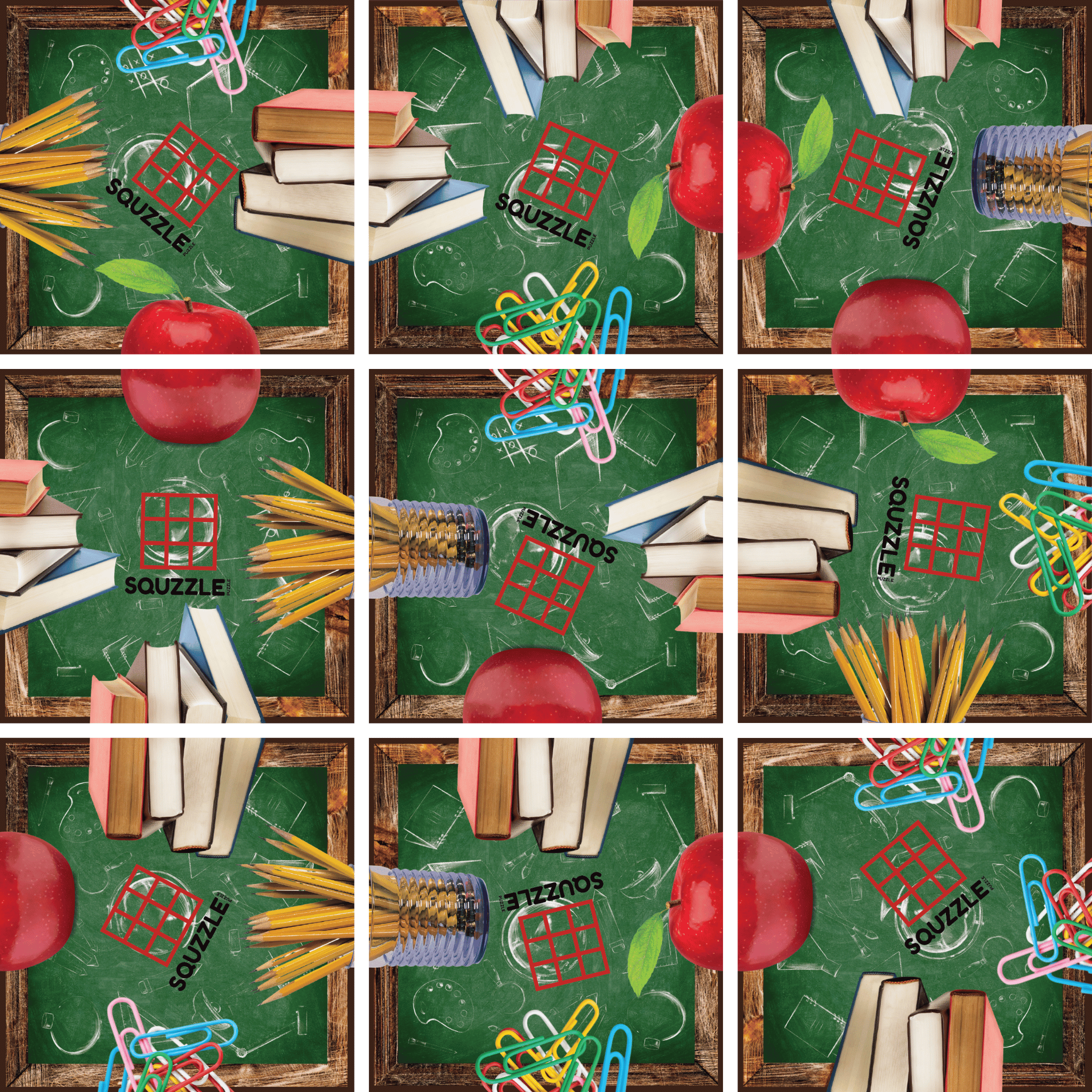 School Squzzle Puzzle: Mind-Bending 9-Piece Brain Teaser for Portable Family Fun