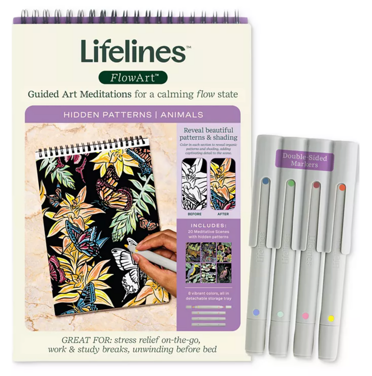 FlowArt Hidden Patterns Animals Meditative Coloring Pad — Learning ...
