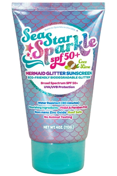 Mermaid Watermelon Lemonade SPF50+ Teal & Silver Glitter Sunscreen