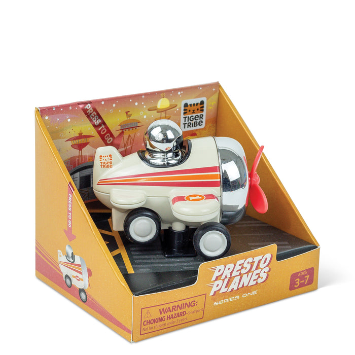 Tiger Tribe Presto Planes Drifter Vintage-Style Press-Down Racing Plane Cream