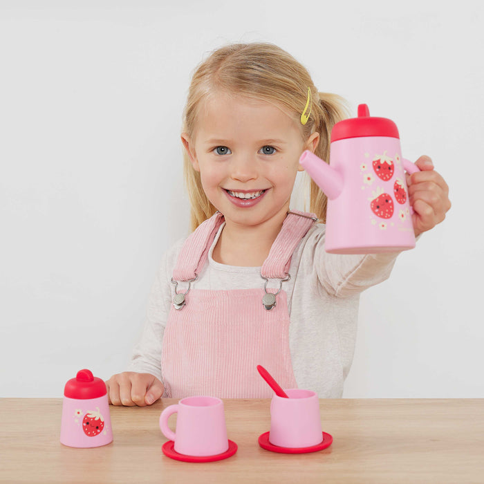 Tiger Tribe Strawberry Patch Silicone Tea Set 9-Piece