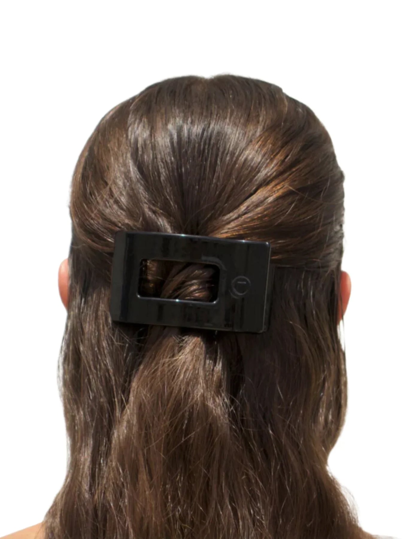Teleties Small Flat Rectangle Hair Clip Jet Black
