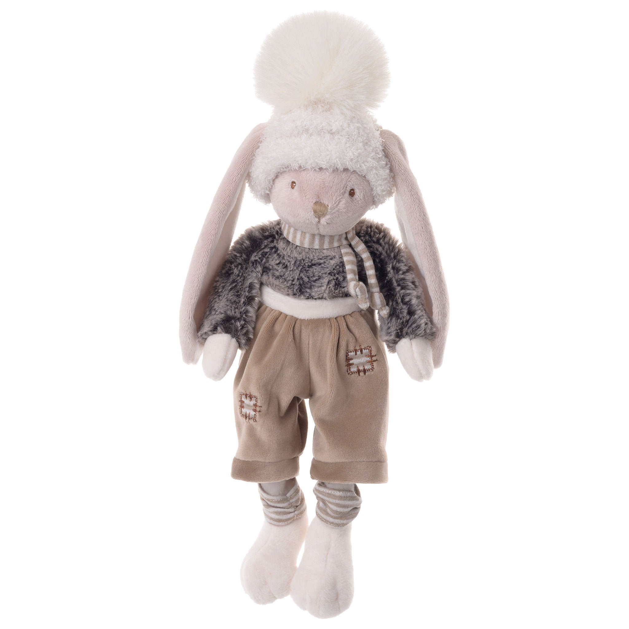 Cozy Winter Deen Plush Rabbit: Fuzzy Sweater, Pom Pom Hat, 12-inch Snuggle Toy