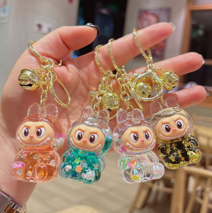 Shiny quicksand cute monster keychain