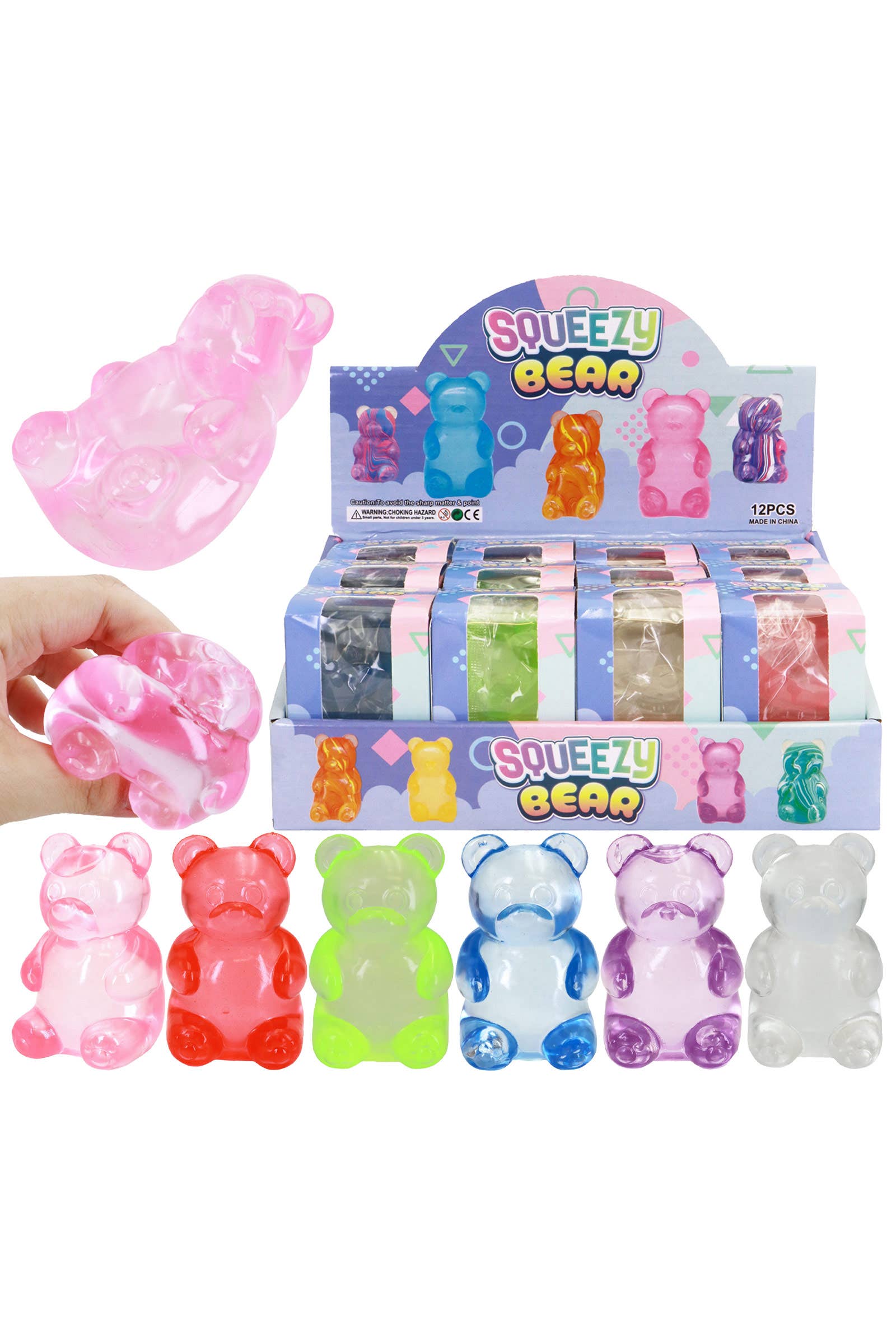 Squeezy Teddy Bear Thick Putty Filled Squishy - 12 Pcs