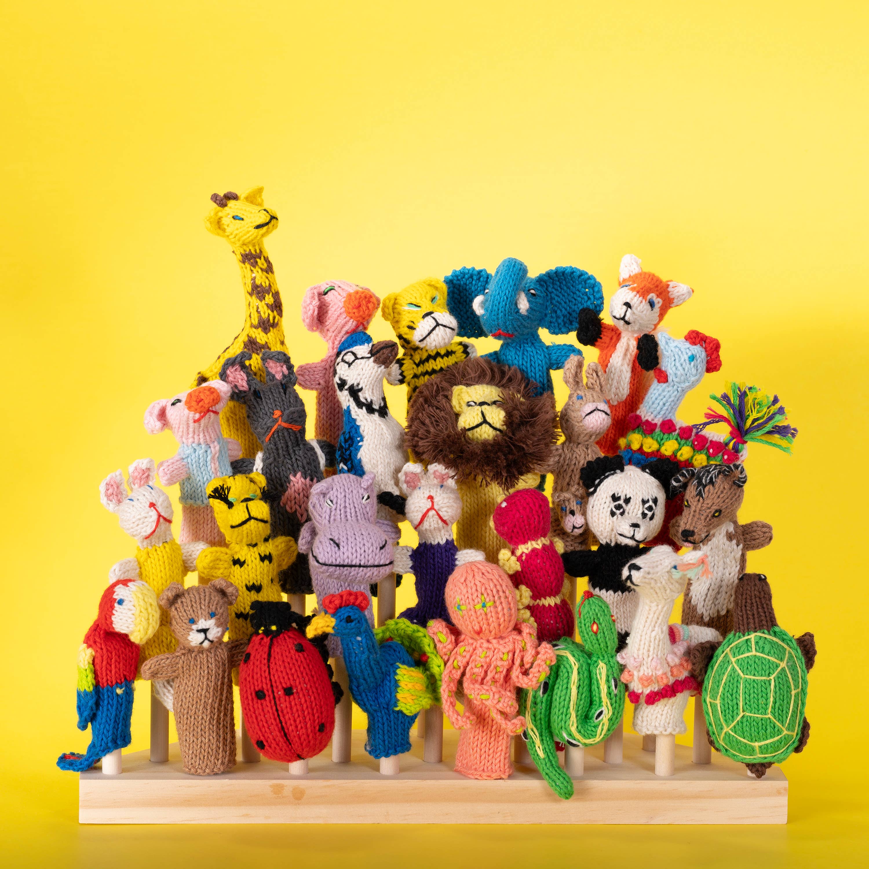 CROCHET Finger Puppet Animal and People Mix in Organic Cotton