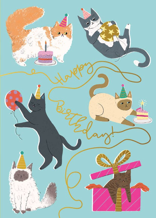 Birthday Card -Foil - Birthday Cats