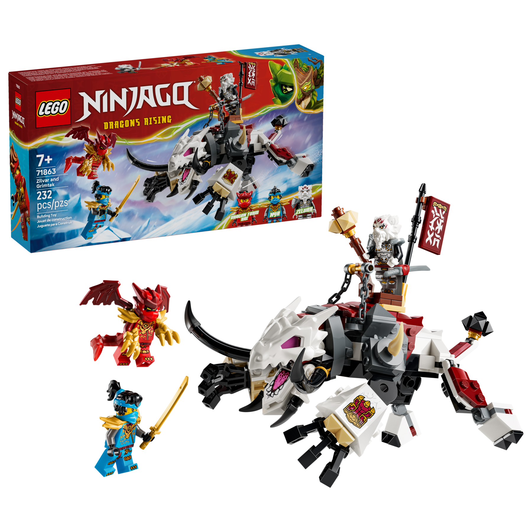 LEGO NINJAGO Zilvar and Grimtak the Dragon Beast 71863 Building Toy Set