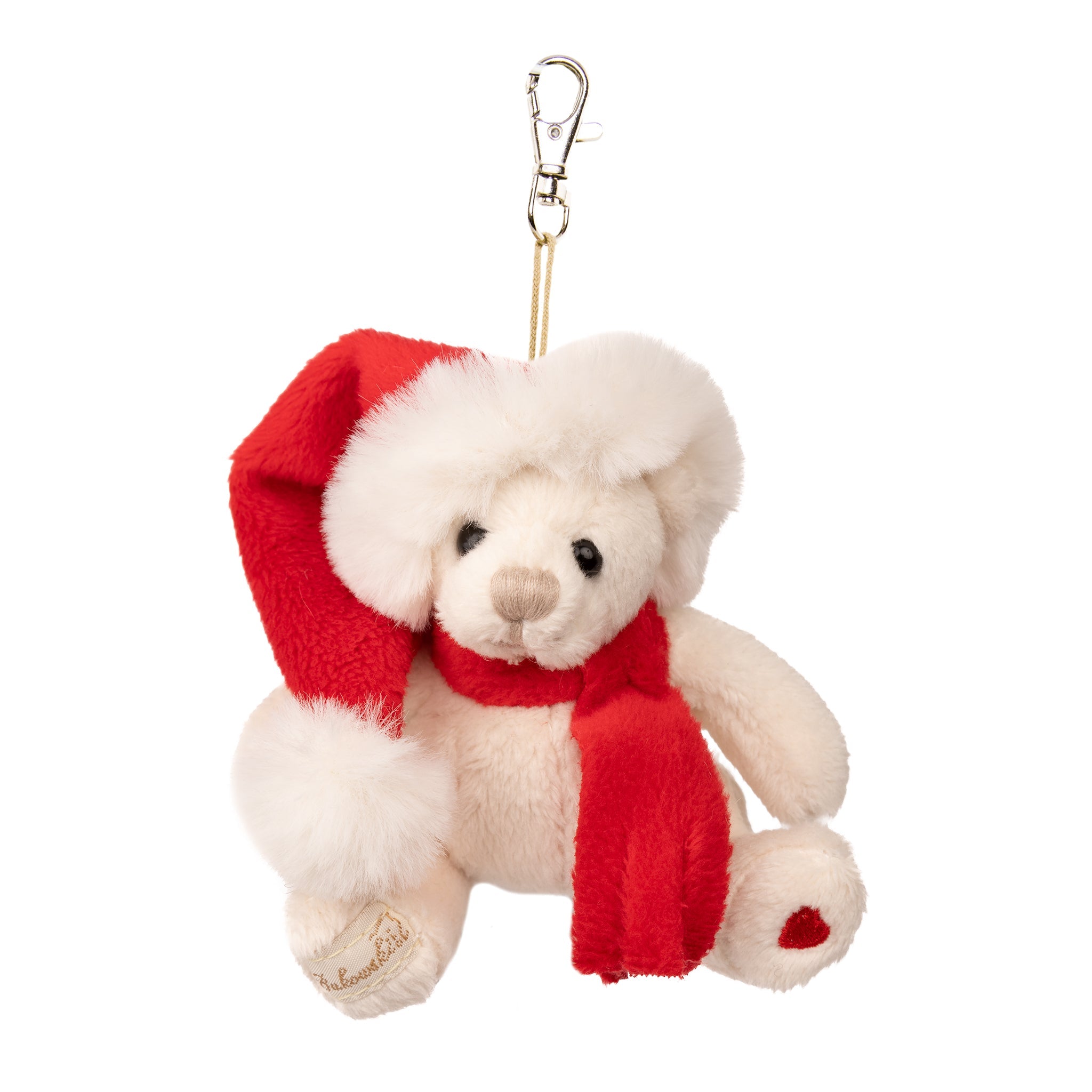 Adorable Bernard Plush Bear Key Ring Charm - Soft White, Cute Accessory