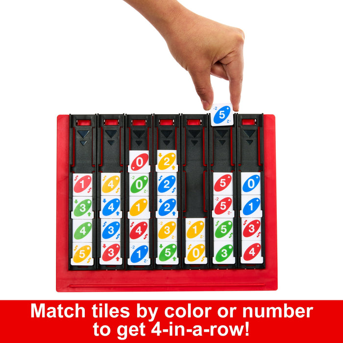 UNO Quatro Strategy Family Board Game with Colored Tiles Grid