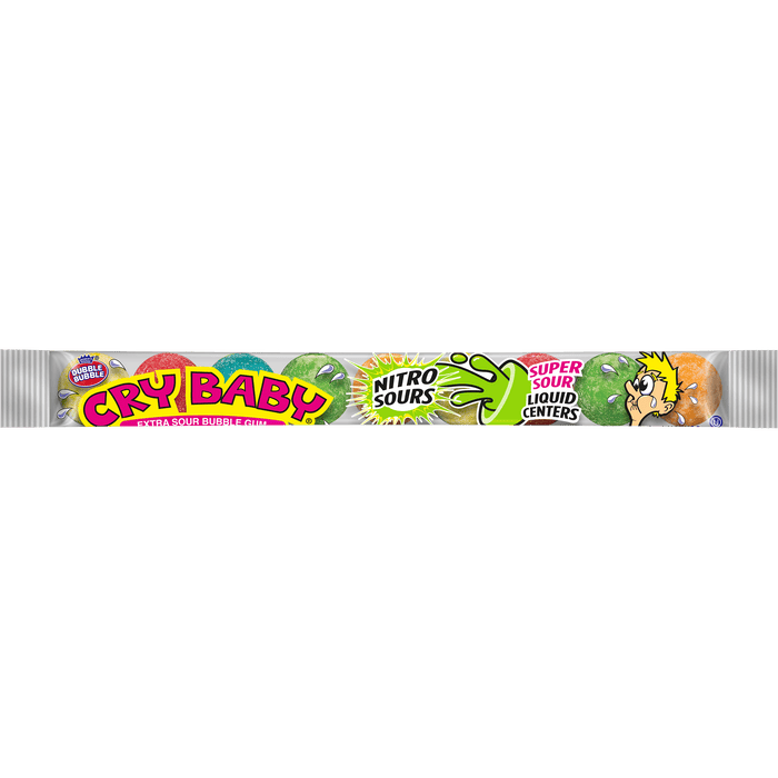 Cry Baby Nitro Assorted Sours Bubble Gum 2.32 oz Tube