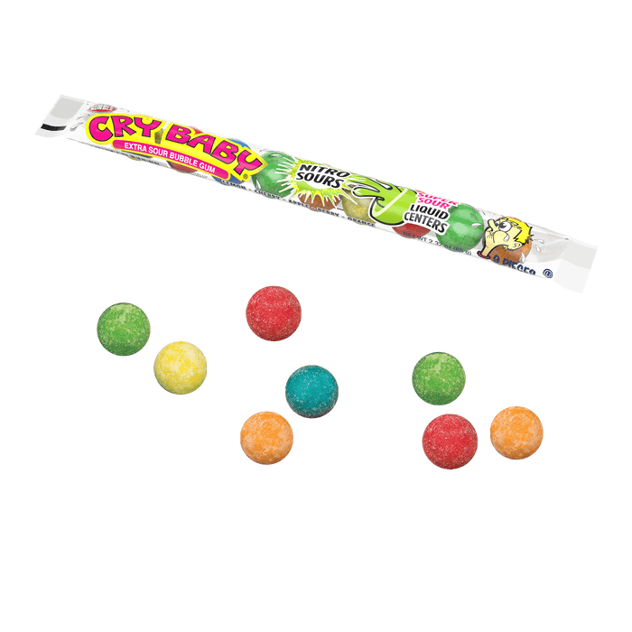 Cry Baby Nitro Assorted Sours Bubble Gum 2.32 oz Tube